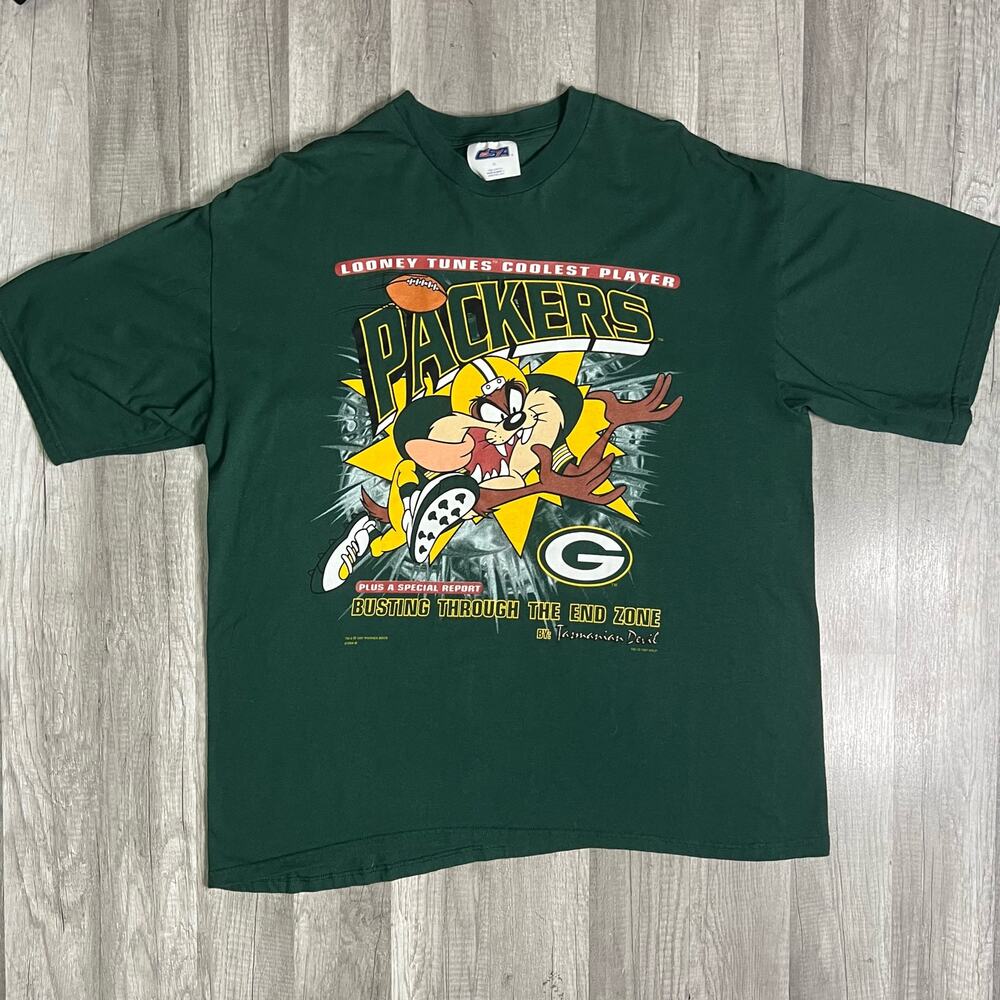 Vintage NFL Green Bay Packers Tasmanian Devil 1997 T-Shirt Looney Tunes  XL